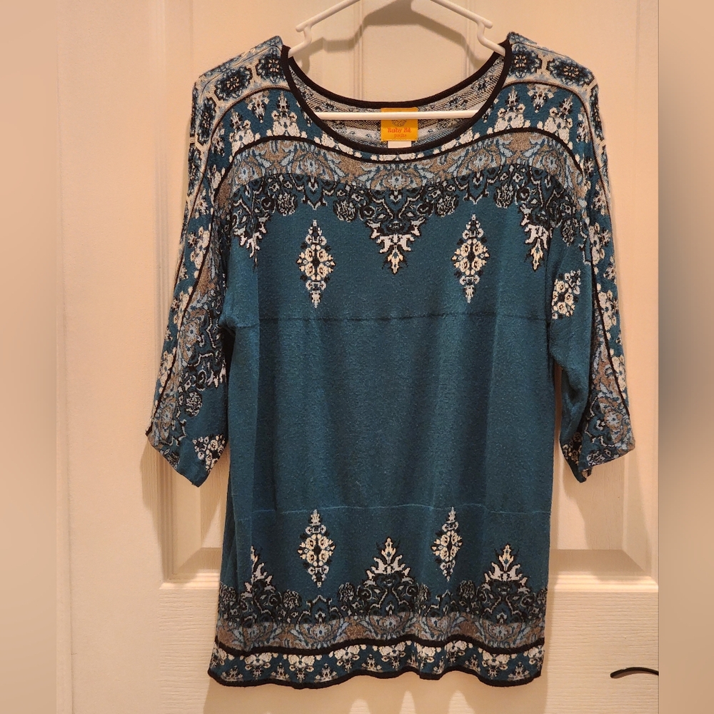 Ruby Rd. Teal and Black Patterned Sweater *799.7